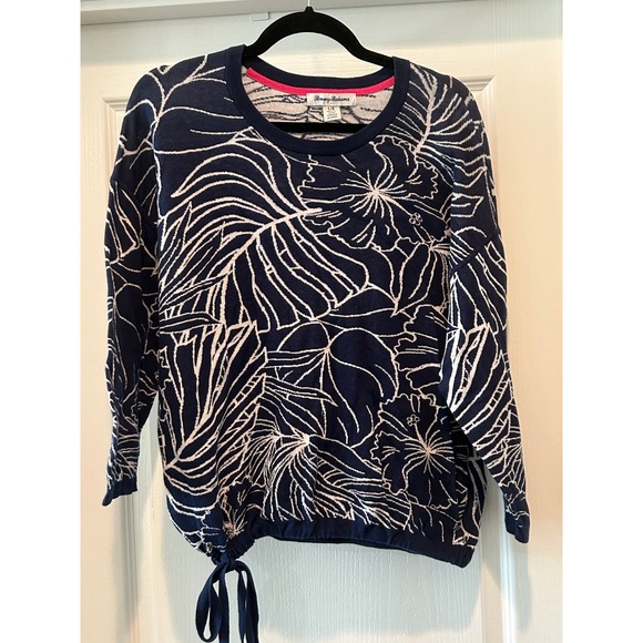 Tommy Bahama Sweaters - Tommy Bahama Cotton floral Print Sweater Blue/white Size Large Coastal